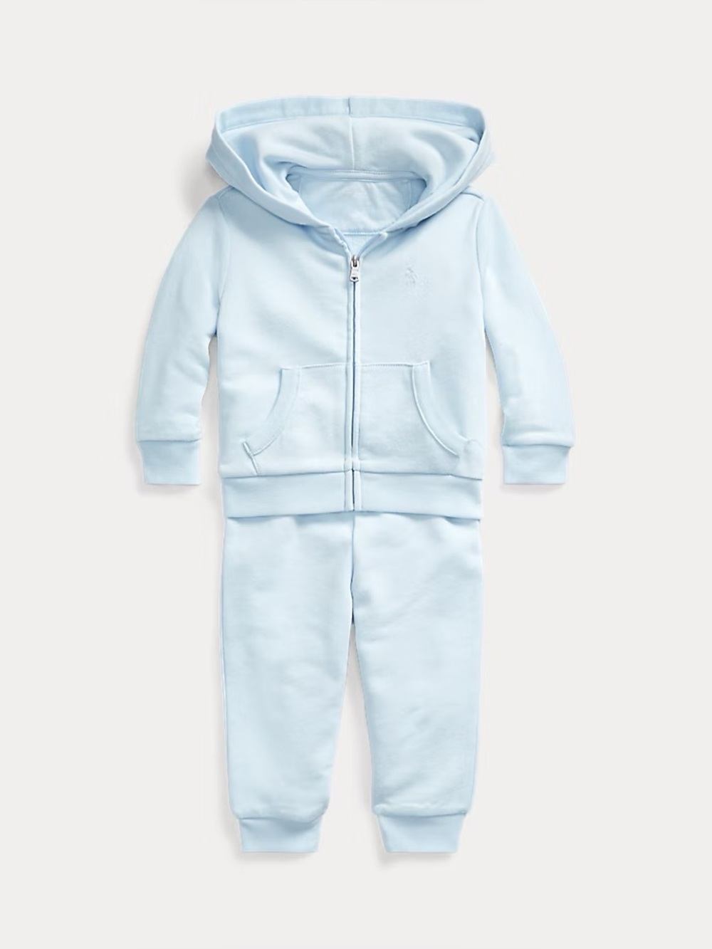 Ralp lauren  Light Blue Baby Hoodie & Jogger Set 9M